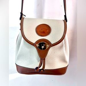 EUC Dooney & Bourke VINTAGE RARE Equestrian VintageIvory Leather Crossbody
